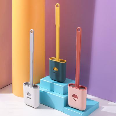 China Silicone Viable Hot Selling Household No Dead Angle Beautiful Toilet Set Toilet Cleaning Brush for sale