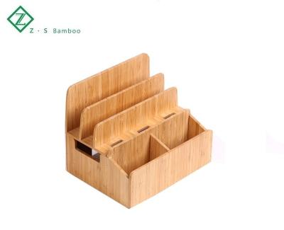 China Schools & Office Desks Bamboo Multifunctional Organizer Storage Bookcase Stationery Desk Box for sale