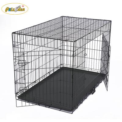 China Durable Double Door Folding Metal Dog Kennel-42 Inch Dog Crates for sale