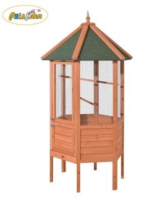 China Large viable stock bird house and wooden canary birdcage with metal tray for sale