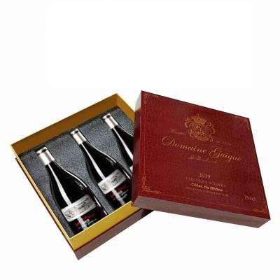 China Recyclable Customize Fancy Wine Bottle Cardboard Packaging Gift Box With EVA Inserts Accessories Factory Direct for sale