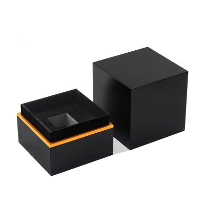 China Luxury Black Recycled Materials Small Gift Recycled Hard Cover And Base Shape Paper Cardboard Jewelry Box for sale