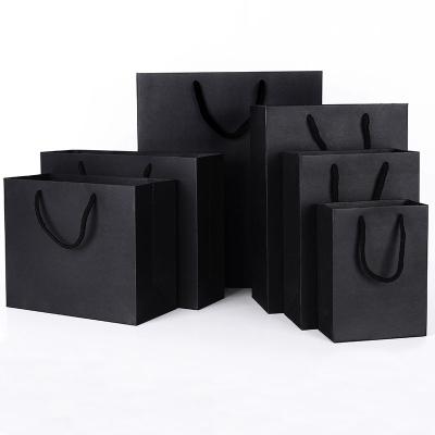 China Custom Black Luxury Paper Materials Luxury Paper Bag Business Recycled Recycled Shopping Bag Printing Logo for sale