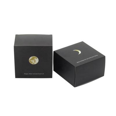 China Recycled Materials Paper Box Black Lid Luxury Mini Mooncake Box Custom Gift Package for sale