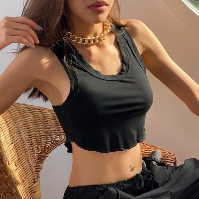 China New Arrivals Sports QUICK DRY Casual Sleeveless Open Navel U-Neck Solid Base Tank Top for sale