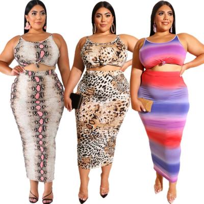 China Breathable Sexy Sleeveless Top And Crop Bodycon Skirt Two Piece Set Women Plus Size Clothing for sale