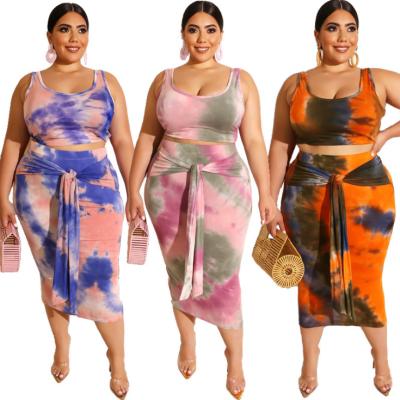 China Anti-Static Hot Sexy Crop Top And Two Piece Bodycon Midi Skirt Set Women Plus Size Clothing for sale