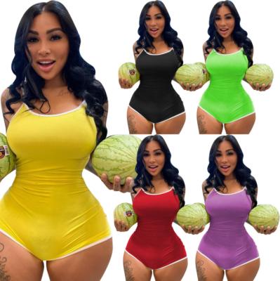 China Cheapest 2021 summer neon slip romper bodycon bodycon shorts anti-wrinkle ladies clothing sleeveless shorts one piece jumpsuit women for sale