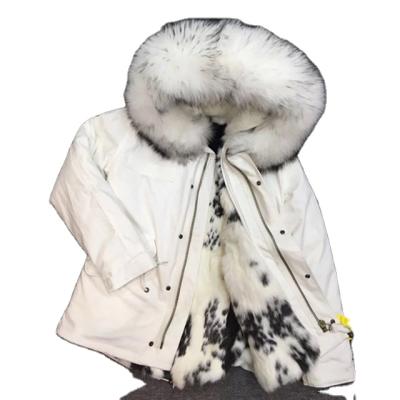 China Wholesale Viable Lady Parka Black Rabbit Single Fur Winter Coat Single Fur Striped Nice Striped Short Jacket for sale