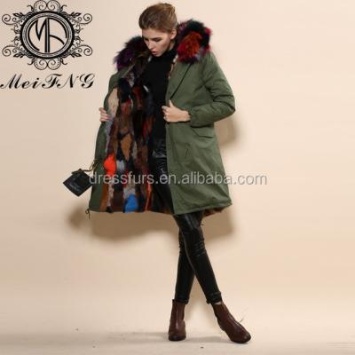 China Wholesale Anti-shrink Colorful Anti-shrink Winter Warm Rabbit Fur Strips Coat Design Fur Trimming Parka Raccoon Fur Collar Outerwear Large for sale