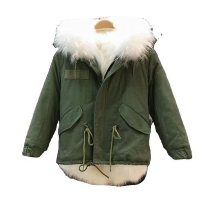 China 2022 New Arrival Striped White Fox Fur Style Waterproof Overcoat Short Parka For Women Winter Thick Warm Jacket for sale