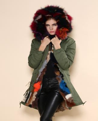 China Wholesale new clothing style rabbit fur parka cotton shell women and men's fur parka for sale