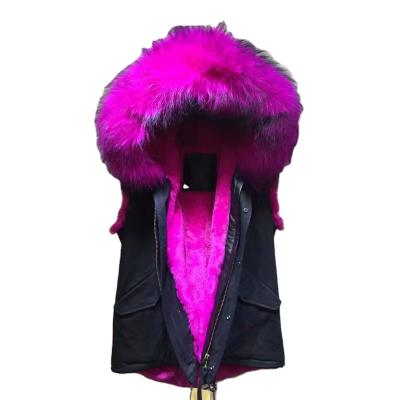 China 2020 Winter Fashion Viable Ladies Invest Black Women Rose Red Faux Fur Lined Shell Thick Warm Waistcoat For for sale