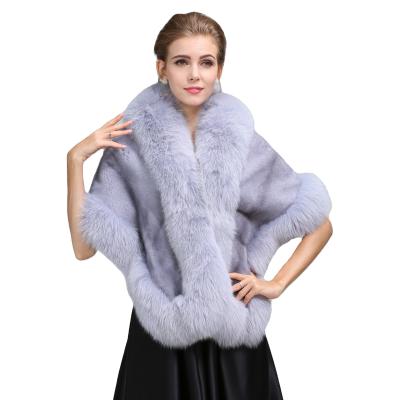 China Anti-Wrinkle Anti-Wrinkle Mink Fur Coat Light Blue Western Women Mask Fashion Supply Ladies Wear Fox Fur Trimming for sale