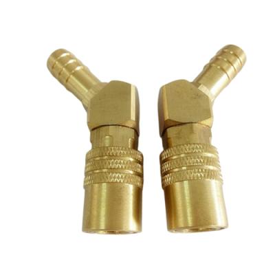 China Water Cooling DME Line Reciprocate 45 Degree Brass Elbows Cast Cooling Quick Coupler for sale