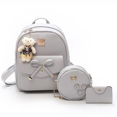 China Fashion Borse Donna Firmate Bow Round Bag Fashion Women Backpack 3pcs Set Backpack Bag Girl for sale