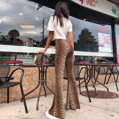 China anti-wrinkle sexy leopard slim fit ladies flare pants boho skinny women flare pants women for sale