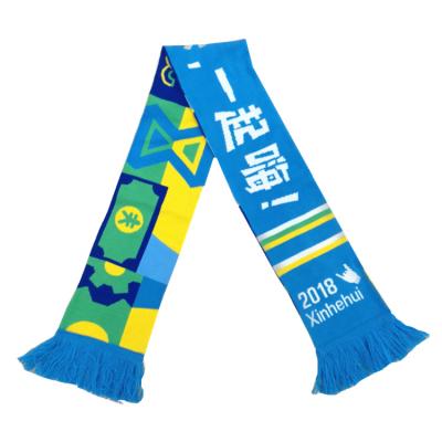 China Custom Knitted Fan High Quality Double Side Acrylic Football Knitted Soccer Football Scarf for sale