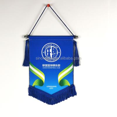 China Mini Small Hanging Cheap Custom Football Satin Swap Flag Pennants for sale