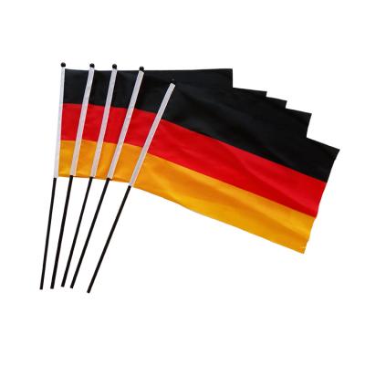 China Factory Supply Polyester Hand Waving Flag Directly With Plastic Pole Wooden Pole for sale