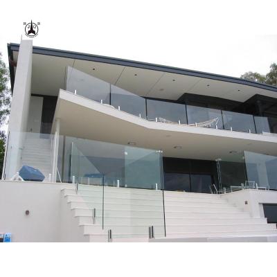 China Modern Custom Indoor Outdoor Frameless Glass Balustrade Glass Railing Stainless Steel Panel Railing Pin Post Modern for sale