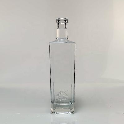 China Custom Beverage Whiskey Glass Bottle Square Shaped Liquor Glass Bottle Spirits Glass Bottle for sale