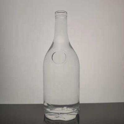 China 700ml Beverage Vodka Bottle Long Neck Glass Spirits Bottle 700ml Shell Glass Bottles With Cork for sale