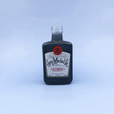 China Wholesale Rectangle Vodka Glass Bottle 100ml Matt Black Elegant Whiskey Vodka Juniper Bottle For Sale for sale