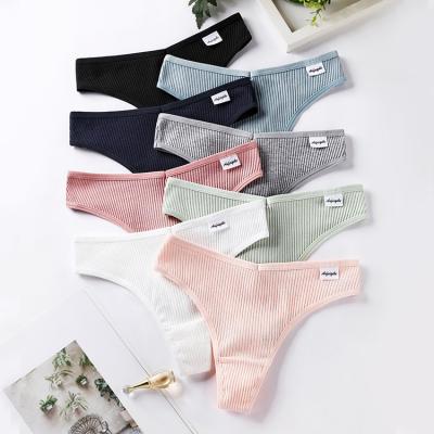 China Breathable Cotton G - Strings Stripe Thongs Low Waist Women's Tangas Sexis Sexy Algodon String Women's Thongs for sale