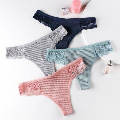 China Big Size Women's Cotton T-back T-back Panties Cotton T-back Sexy Girl Thongs Breathable Sexy Underwear Wholesale for sale