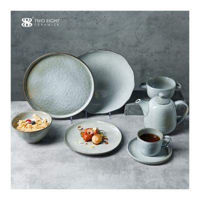 China Blue Ceramic Dishes and Viable Modern Nordic Dinnerware Sets Dinnerware Sets 4 Pcs Porcelain Dinner Set for Restaurant for sale