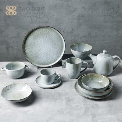 China Viable Classic Ceramic Dinner Dishes Sets Ceramic Plate Ceramic Dinner Dishes Porcelain Glazed Bone China Dinnerware Sets for sale