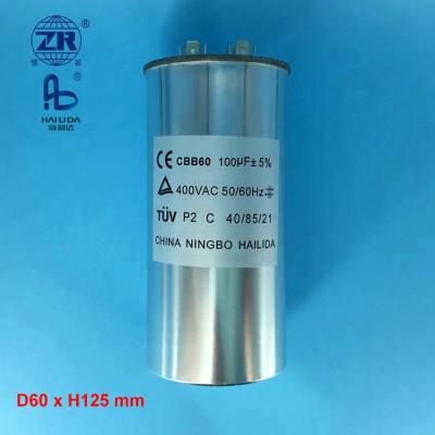 China AC / motor capacitor 100mf motor capacitor cbb60 400v with UL for sale