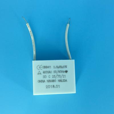 China FAN capacitor 2.2uf cbb61 400v electric fan parts plastic wire film capacitors capacitor for sale