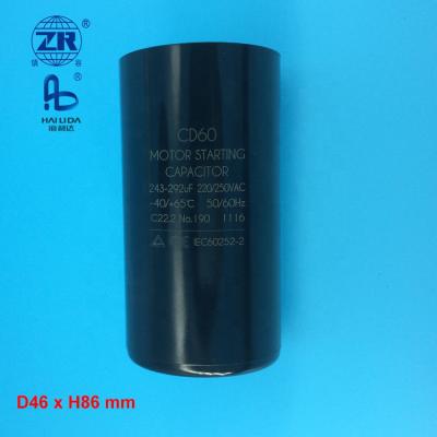 China Ac ac motor / cd60a motor capacitor 250v 243uf - 292uf in round bakelite case for sale