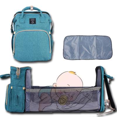 China With USB 2021 Multi-Function Green Nursery Baby Bag Packet Travel USB Maternity Bag for sale