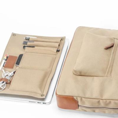 China 12 13 14 15 15.6 Inch Anti Theft Waterproof Canvas Leather Shoulder Messenger With Strap Laptop Bag for sale