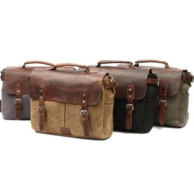 China High Quality Canvas Multifunctional Casual Outdoor Briefcases Strong Canvas Shoulder Laptop Bag for sale