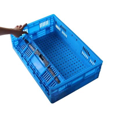 China Durable plastic large rectangular industrial storage box fruit box factory turnover crate foldable box for sale