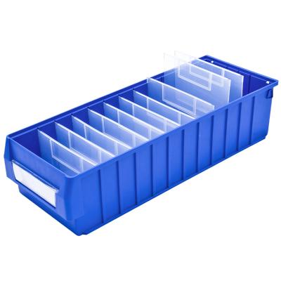 China Stocked Plastic Spare Parts Storage Box Trash Can With Divider Plate For Warehouse for sale