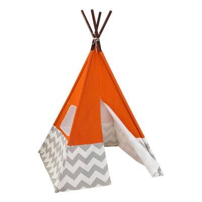 China Toy Kids Soft Wooden Pole Connect Indian Teepee Indoor Teepee Tent Cotton Canvas for sale