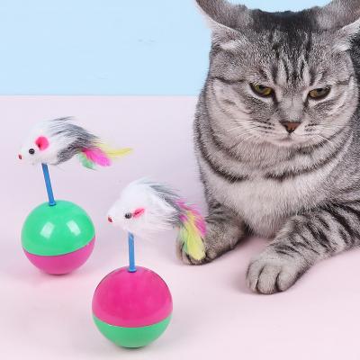 China Viable Hot Selling Tumbler Ball With Feather Mouse Shape Funny Toy Cat Interactive Toy for sale