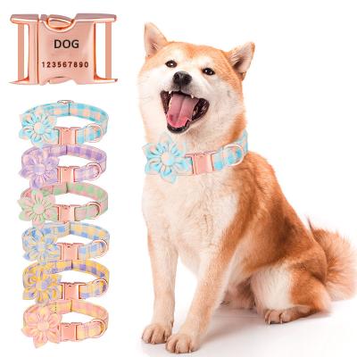 China Personalized Fashion Pet Collar Personalized Flower Bow Pet Collar and Leash Set for sale