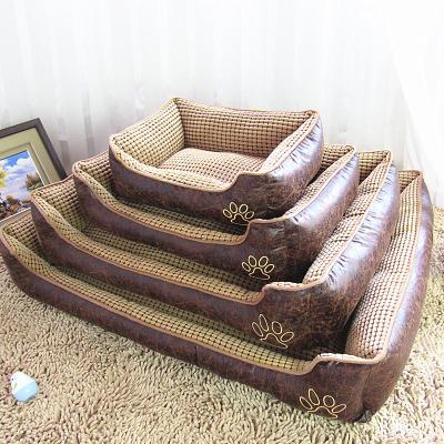 China Wholesale Durable Hot Selling Luxury PU Dog Bed Four Seasons Luxury Leather Pet Bed for sale