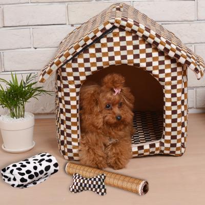 China Removable and Washable Removable Cover House Dog House Villa Shape Foldable Indoor Pet House Kennel for sale