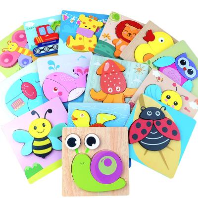 China Cartoon Wooden Toy New Animal Funny Educational Baby Toys Puzzle Kids 3d Toys Diy Babies Puzzle Toys for sale