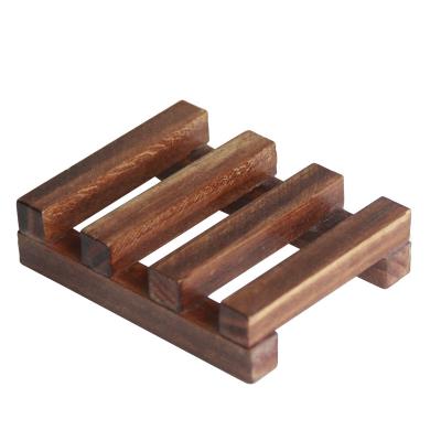 China Modern Charcoal Wooden Soap Dish Holder Natural Bamboo Color Bathroom Soap Accessory for sale