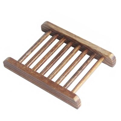 China Modern Nordic Natural Bamboo Wooden Soap Dish Square Waterproof Soap Tray Holder For Bathroom Shower Room for sale