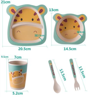 China Modern Hot Selling Amazon Fiber Cartoon Kids Bamboo Tableware Set For Toddler Infant Children for sale