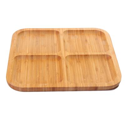 China Modern Wholesale Bamboo Party Food Serving Tray Appetizer Plate Bamboo Food Plate Handmade for sale